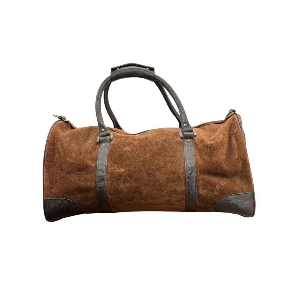 Marlboro Vintage Bag Leather Suede Grit Weekender Duffel Bag Brown Large Travel